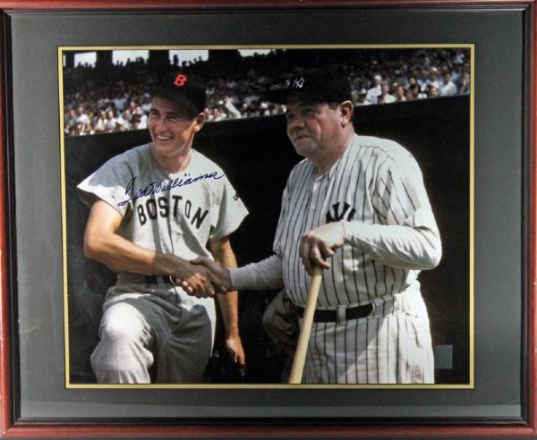 Ted Williams signed 20" x 24" Glossy Photo with Babe Ruth (PSA/DNA)