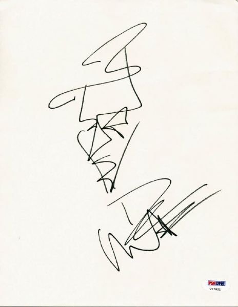 Dave Matthews Signed 8.5" x 11" Sheet with Hand Drawn Sketch (PSA/DNA)