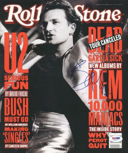 U2: Bono Signed October 1992 Rolling Stone Magazine (PSA/DNA)