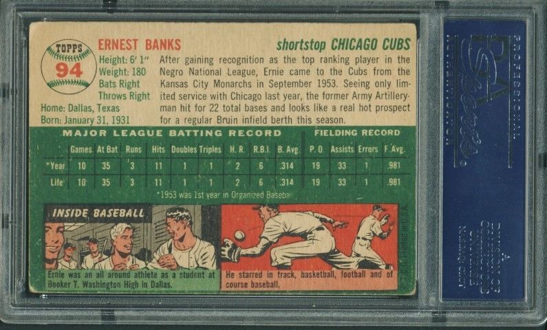 Lot Detail - 1955 Topps #94 Ernie Banks Signed Rookie Card - PSA/DNA ...