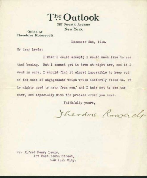 President Theodore Roosevelt Typed Signed Letter as Editor of The Outlook (PSA/DNA)