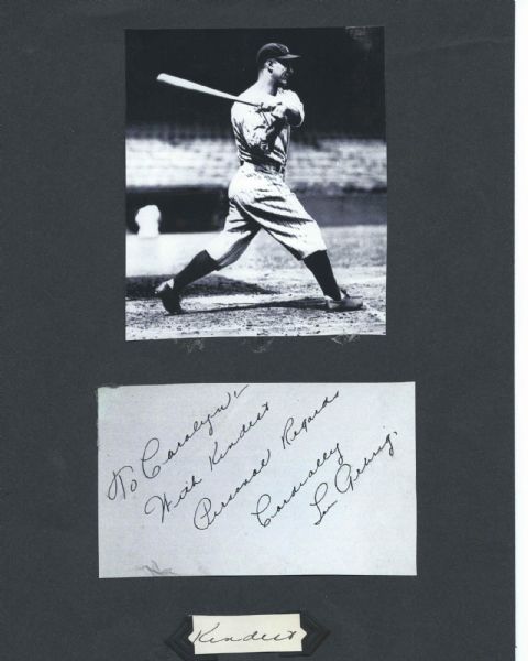 Lou Gehrig Mounted Hand Written Word Display (PSA/DNA)