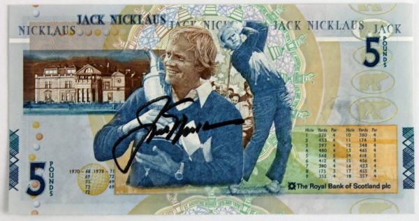 Jack Nicklaus Signed 5 Pound British Note (PSA/DNA)