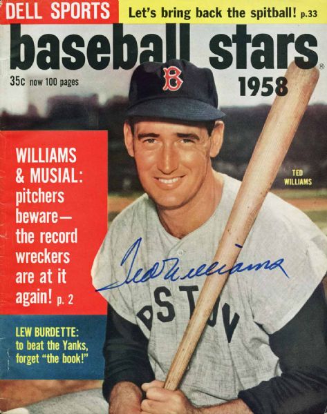 Ted Williams Signed 1958 "Dell Sports" Magazine (PSA/DNA)