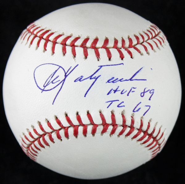 Carl Yastrzemski Graded GEM MINT 10 OML Baseball w/ "HOF 89 & TC 67" Inscriptions (PSA/DNA)