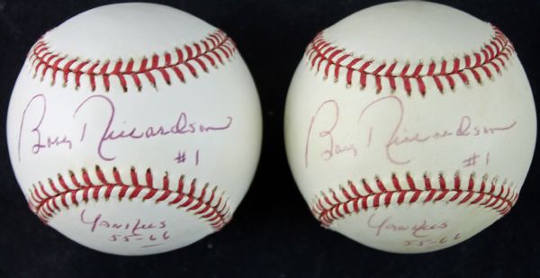 Two Bobby Richardson Signed & Inscribed OAL Baseballs w/ "Yankees 55-66" Inscription (PSA/DNA)