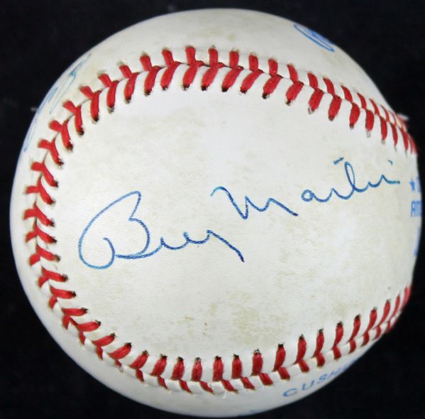 Unique Multi-Signed OAL Baseball w/ Billy Martin & Rookie Era Gretzky Signature! (PSA/DNA)