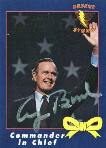 George H.W Bush Signed Desert Strom Trading Card (JSA)