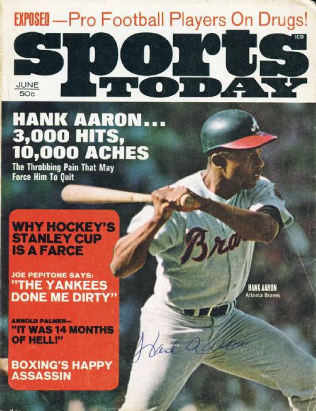 Hank Aaron Signed 1970 "Sports Today" Magazine (JSA)