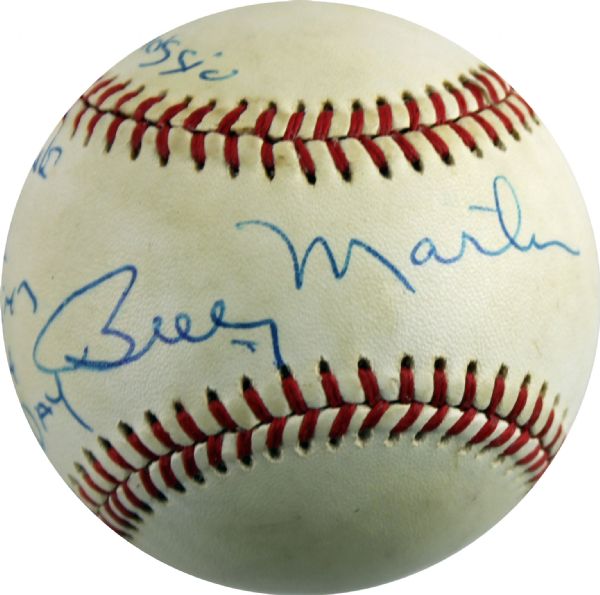 Billy Martin Signed OAL Baseball Inscribed To Joe Dimaggio On Billy Martin Day! (PSA/DNA)
