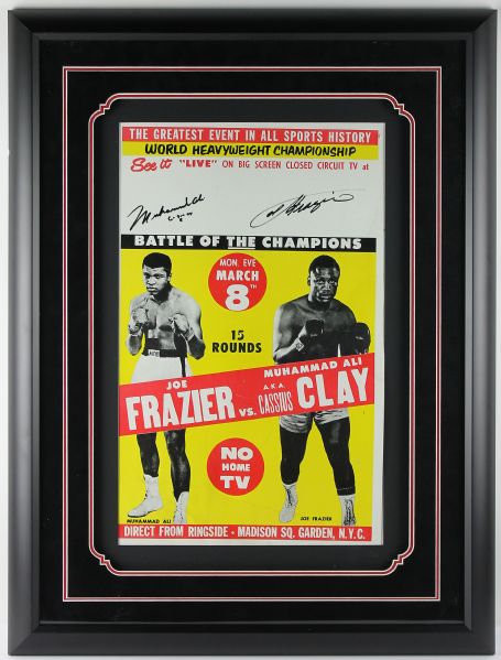 Muhammad Ali & Joe Frazier Dual Signed Closed Circuit Fight Poster (PSA/DNA)