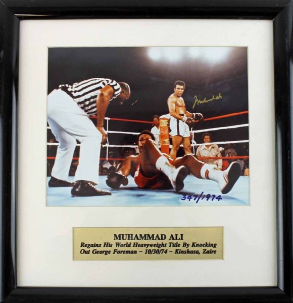 Muhammad Ali Signed 8" x 10" Photo in Ltd Ed Framed Display (Foreman KO)(PSA/DNA)