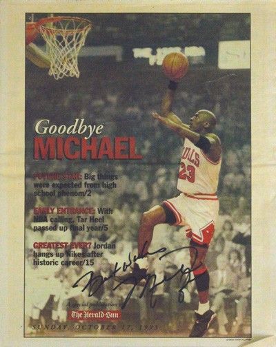 Rare Michael Jordan Signed Chicago Herald "Thanks Michael" October 17, 1993 Newspaper (PSA/DNA)