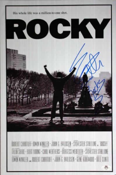 Sylvester Stallone "Rocky" Signed 12"x18" Movie Poster