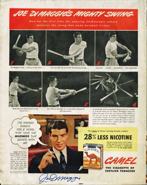 Joe DiMaggio Signed Camel Cigarette Ad (PSA/DNA)