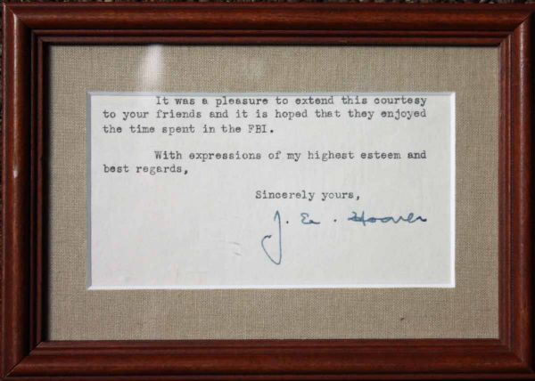 J. Edgar Hoover Signed 4" x 3" Typed Letter (PSA/DNA)