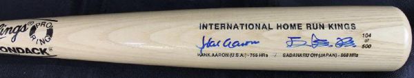 Hank Aaron & Sadaharu Oh Dual Signed "International HR Kings" Special Edition Bat (PSA/DNA)