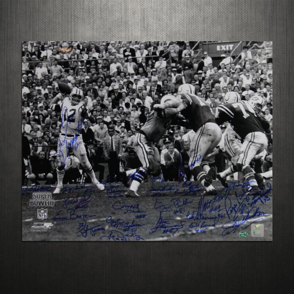 1969 NY Jets (Super Bowl Champs) Team Signed 16" x 20" B&W Photo (25 Sigs)(Steiner)