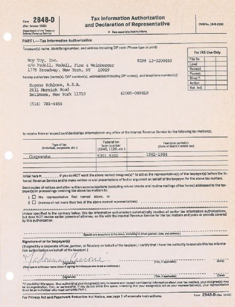 Madonna Signed 1980s Tax Document with RARE "Madonna Ciccone" Full Name Autograph (PSA/DNA)