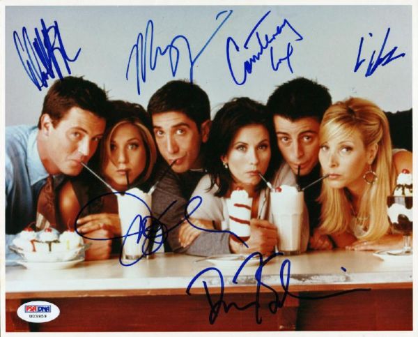 "Friends" Ultra Rare In-Person Cast Signed 8" x 10" Color Photo (6 Signatures)(PSA/DNA)