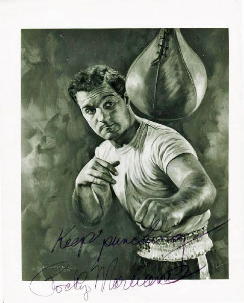 Rocky Marciano Signed 8" x 10" B&W Photo with "Keep Punching" Inscription (PSA/DNA)