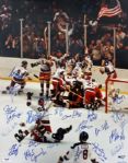 1980 US Hockey "Miracle on Ice" Team Signed 16" x 20" Color Photo with Herb Brooks! (21 Signatures)(PSA/DNA)