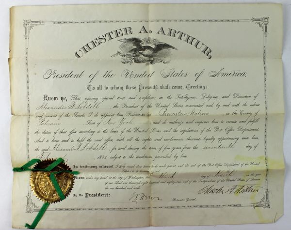 President Chester Arthur Postal Document Signed As President! (PSA/DNA)