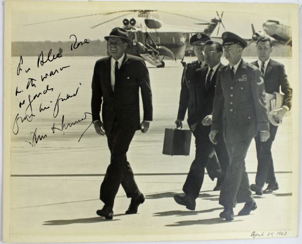 JFK: Fantastic Signed 8" x 10" Original Photo By Kennedy As President w/ Nuclear "Gold Codes" Briefcase Hours Prior To Addressing The Nation! (PSA/DNA)