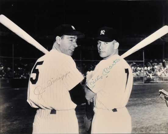 Mickey Mantle & Joe DiMaggio Rare Oversized Signed 16" x 20" Photo (PSA/DNA)