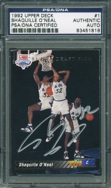 1992 Upper Deck #1 Shaquille ONeal Signed Rookie Card (PSA/DNA Encapsulated)