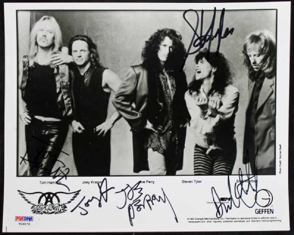 Aerosmith: Band Signed 8" x10" Promo Photo w/ 5 Signatures (PSA/DNA)