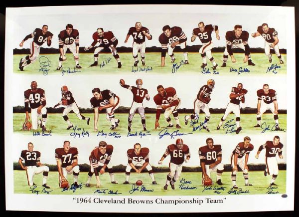 1964 World Champion Cleveland Browns Team-Signed Lithograph (PSA/DNA)