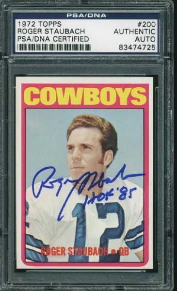 1972 Topps Roger Staubach Signed Rookie Card - PSA/DNA Graded GEM MINT 10!