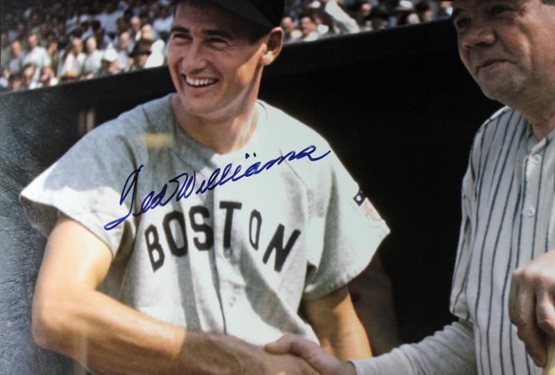 Ted Williams Signed 24x20 Photo Framed (Babe Ruth Pictured) *WCOA – BMC  Collectibles