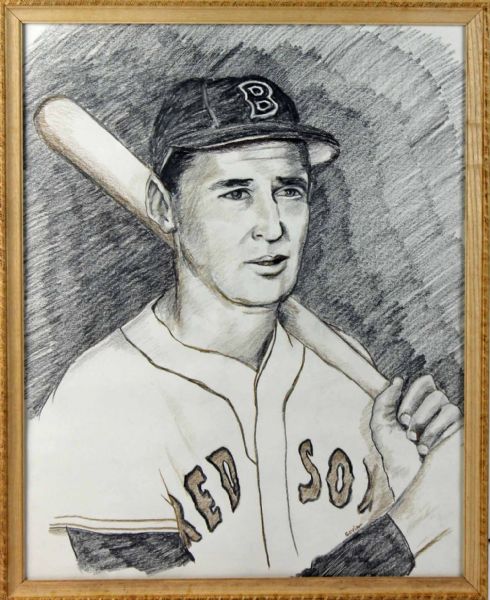 Original 16" x 20" Artwork of Ted Williams