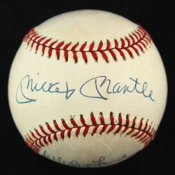 Duel Signed Mickey Mantle & Whitey Ford OAL Baseball (JSA)