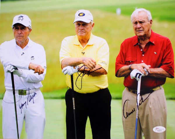 Jack Nicklaus, Arnold Palmer & Gary Player Signed 11" x 14" Photo (JSA) 