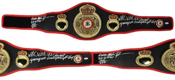 Mike Tyson RARE Signed WBA Championship Belt with 5 Handwritten Career Inscriptions! (PSA/DNA ITP)