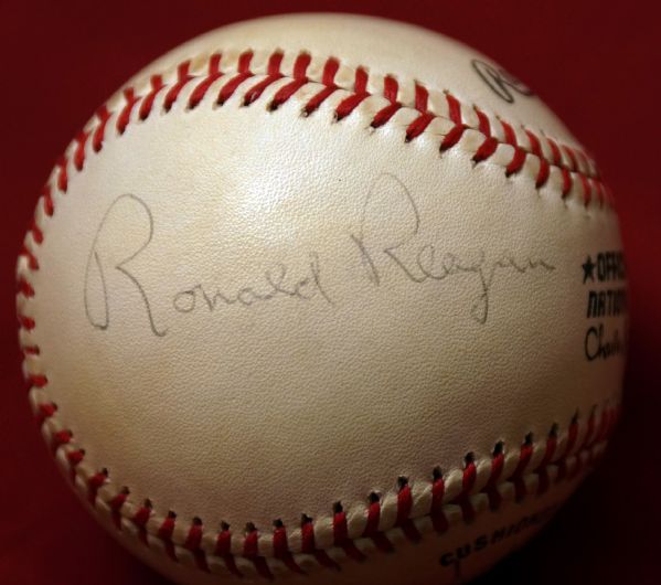 Ronald Reagan & George Bush Rare Dual Signed ONL Baseball (PSA/DNA)