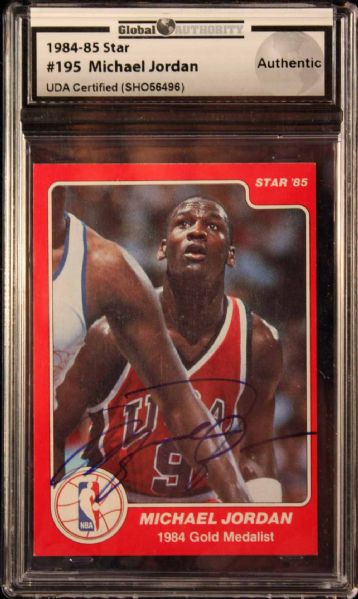 Michael Jordan RARE Signed 1984-85 Star Rookie Card #195 (UDA)