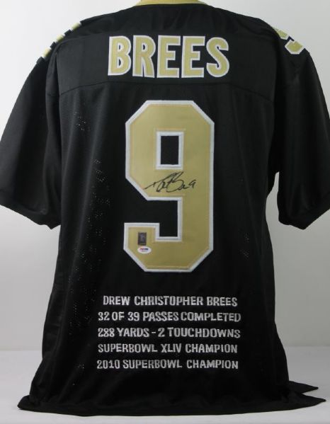 Drew Brees Signed New Orleans Saints Jersey with Commemorative Stat Embroidery (Brees Holo & PSA/DNA)