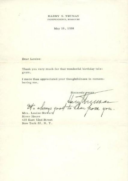 Harry Truman Signed Typed Letter on Personal Letterhead (PSA/DNA)