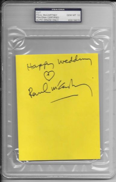 The Beatles: Paul McCartney Signed 5" x 7" Album Page Graded GEM MINT 10 w/ "Happy Wedding" Inscription (PSA/DNA Encapsulated)