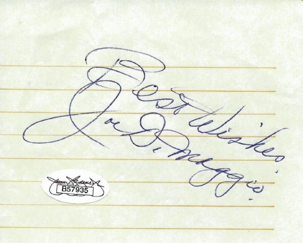 NY Yankees Joe DiMaggio Vintage Signed 3.5" x 4.5" Album Page (JSA)
