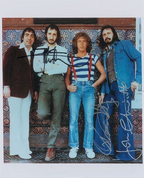 The Who: Band Signed 8" x 10" Color Photo w/ Daltrey, Entwistle & Pete Townshend (PSA/DNA)