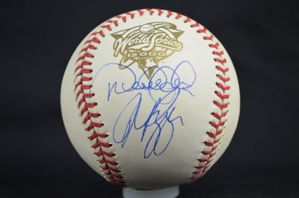 Derek Jeter & Mike Piazza Dual Signed 2000 World Series OML Baseball (PSA/DNA Guarantee)