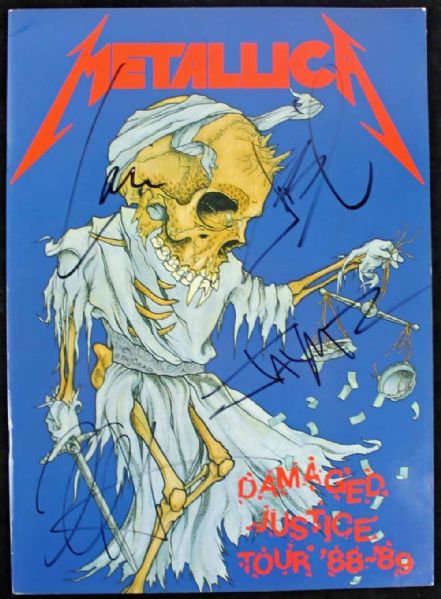 Metallica Original 1988/89 Band Signed "Damage Justice" World Tour Program w/ Hetfield, Ulrich, Hammett & Newsted (PSA/DNA)