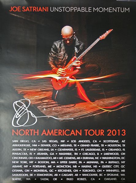 Joe Satriani Signed 2013 Tour Poster (PSA/JSA Guaranteed)