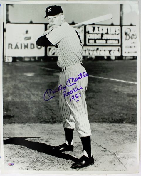 Incredible Mickey Mantle Signed 16" x 20" Photo w/ "Rookie 1951" Inscription Graded GEM MINT 10 (PSA/DNA)