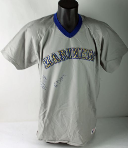 Ken Griffey Jr. & Sr. Dual Signed Vintage Seattle Mariners Jersey (PSA/DNA)